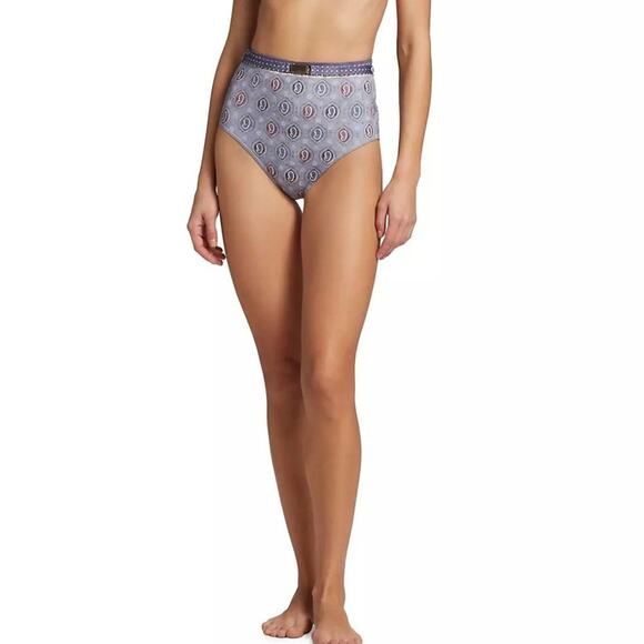NWT$225 ZIMMERMANN Vitali High-Waist Halter Bikini Paisley Bottom Brief 2 (6-8) - Picture 2 of 16